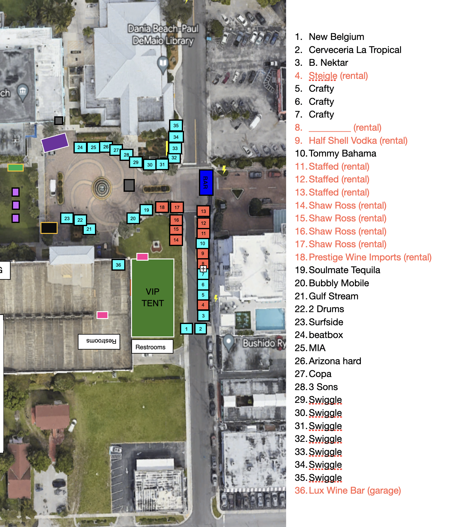 Dania Beach Wine and Seafood Fest site map